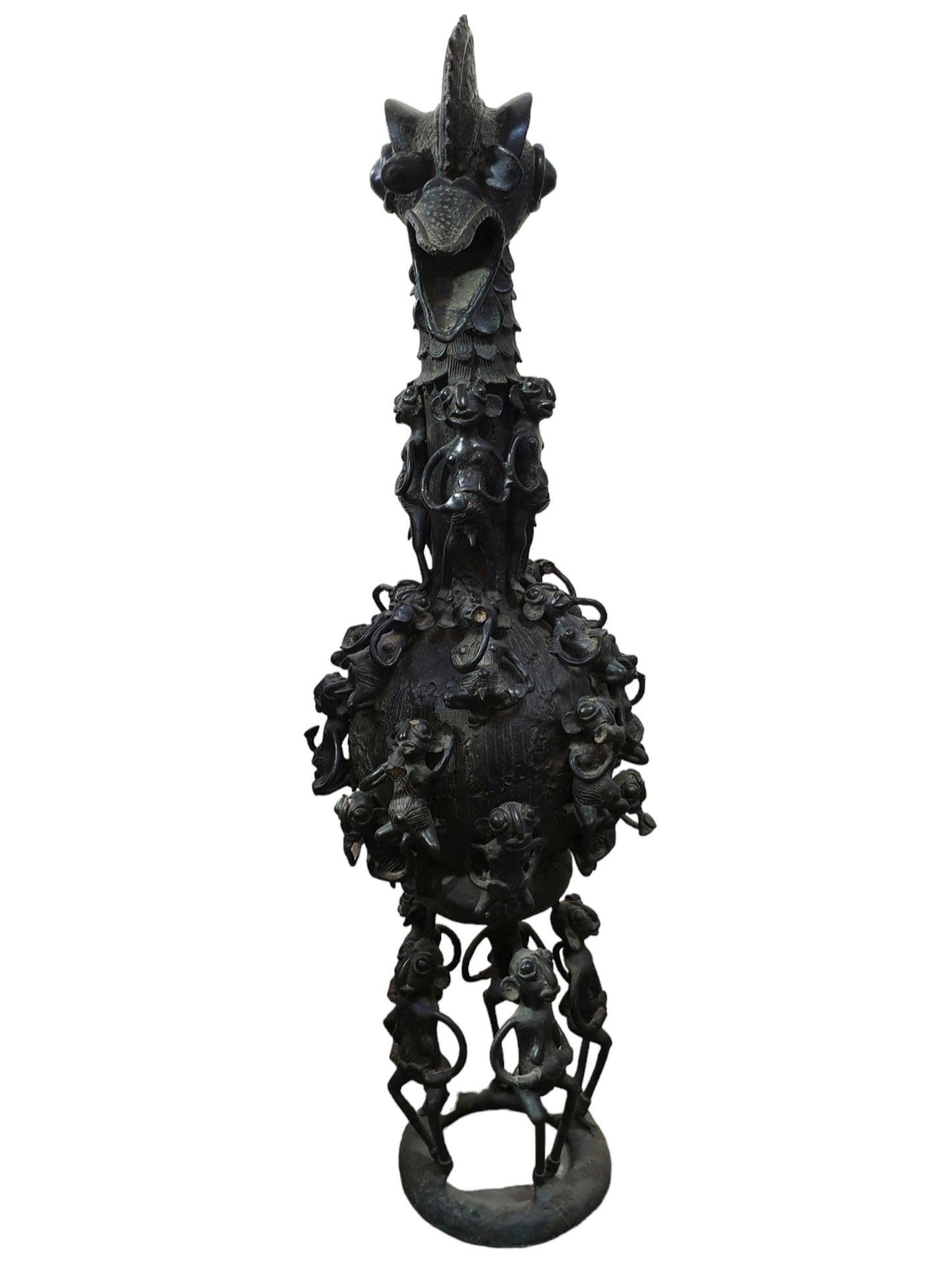Grand aquamanile royal Bamoun en bronze, Cameroun