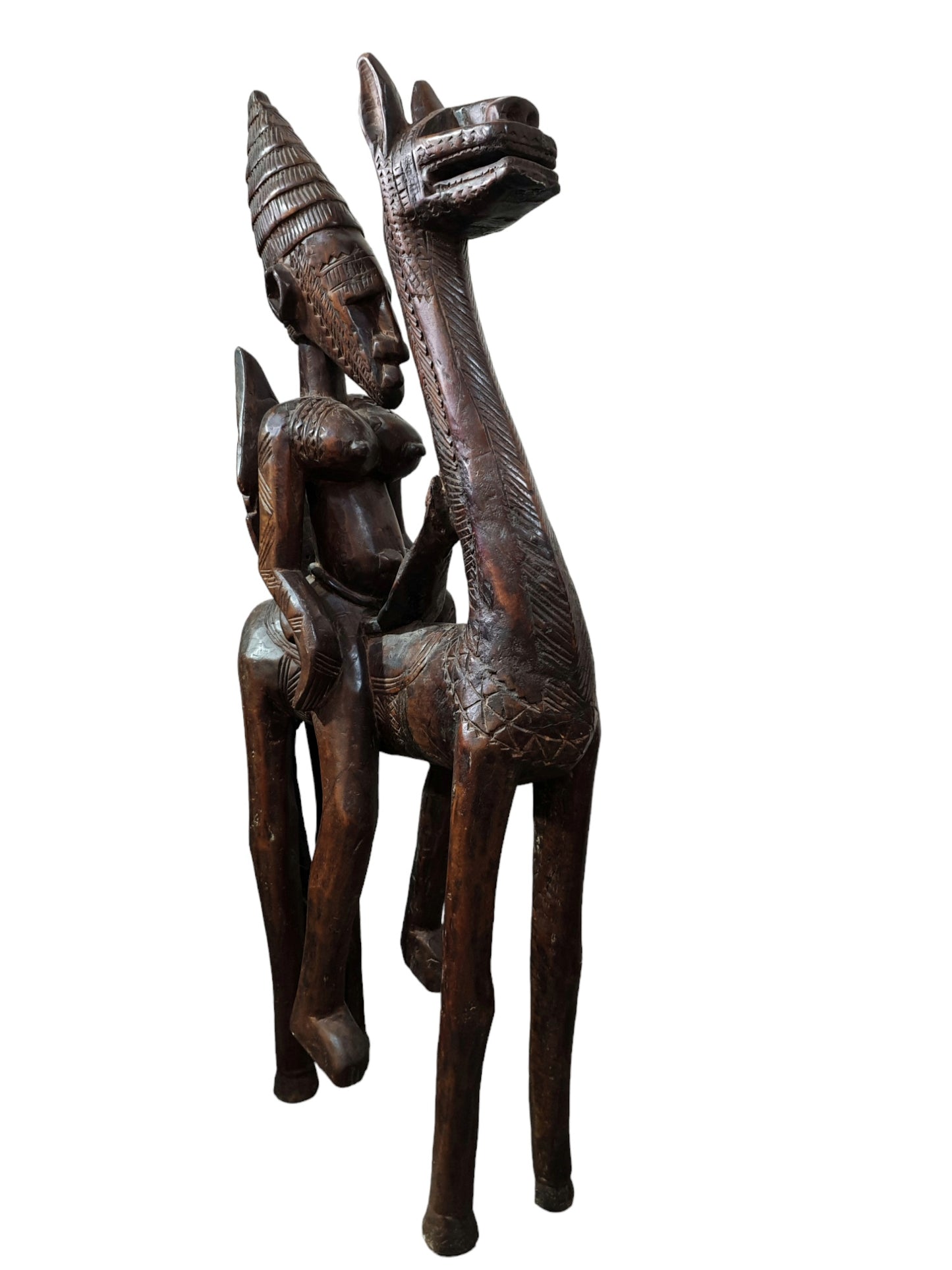 Très grand cavalier Bambara en bois