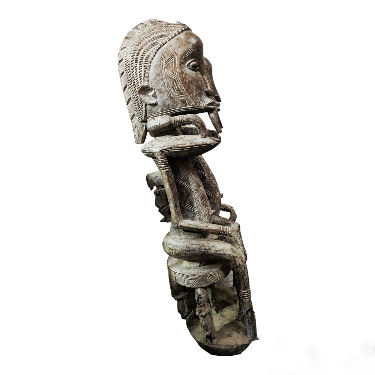 Très grande statue de couple primordial Dogon en bois