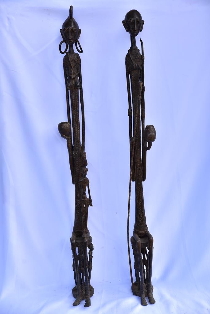 Couple primordial Dogon en bronze