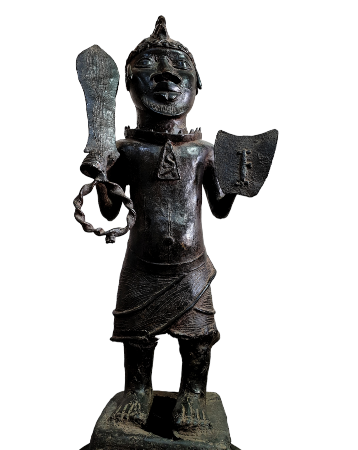 Guerrier de l'Oba Ife en bronze, royaume de Benin, Nigeria