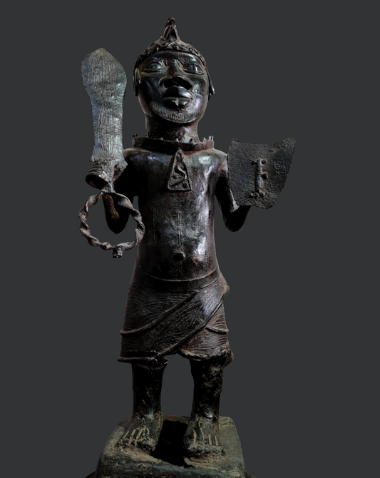 Guerrier de l'Oba Ife en bronze, royaume de Benin, Nigeria