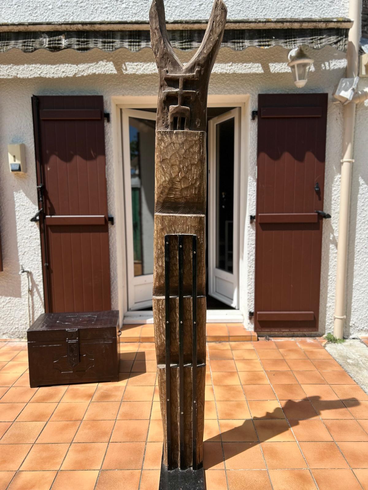 Poteau Toguna Sculpté Dogon, Mali