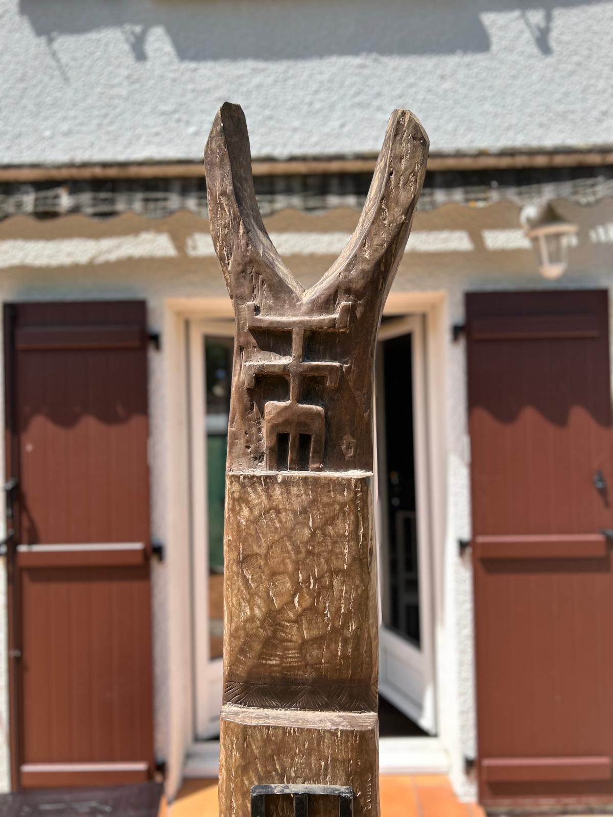 Poteau Toguna Sculpté Dogon, Mali