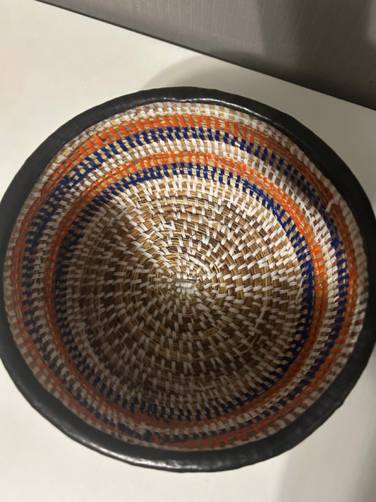 Panier osier gainé de cuir