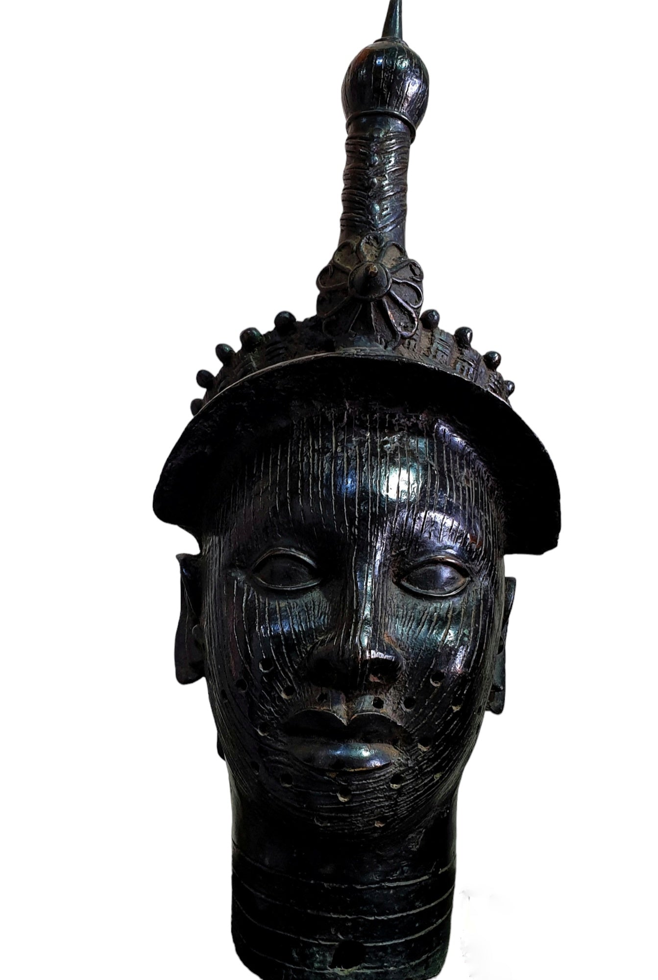 Tete Commemorative Oba En Bronze - Ife - Bini Edo