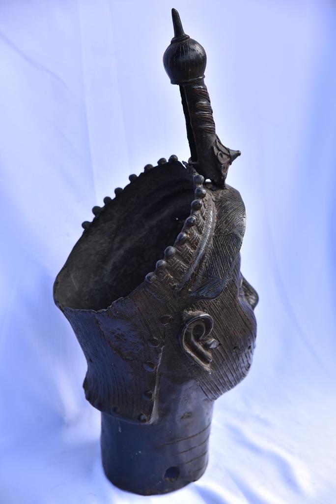 Tete Commemorative Oba En Bronze - Ife - Bini Edo