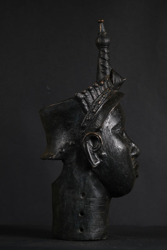 Tete Commemorative Oba En Bronze - Ife - Bini Edo