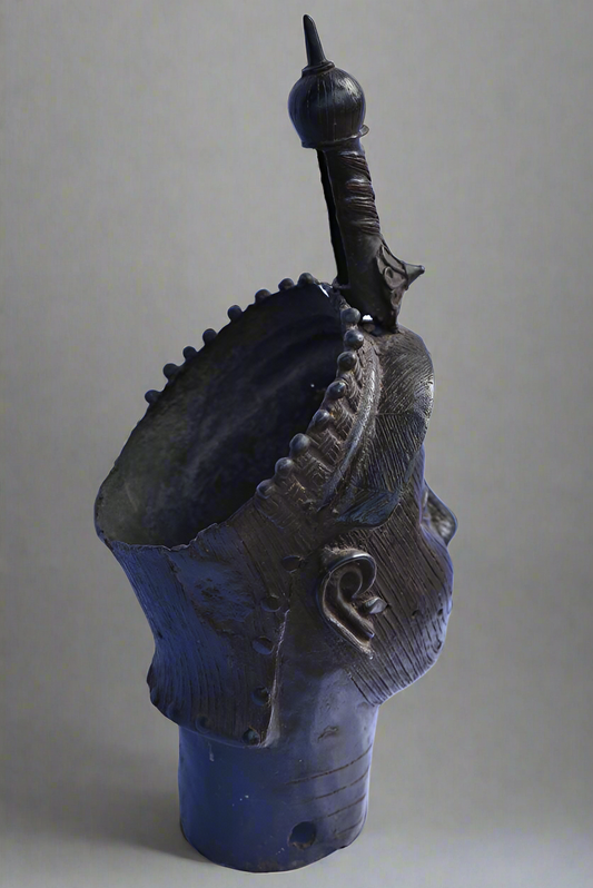 Tete Commemorative Oba En Bronze - Ife - Bini Edo