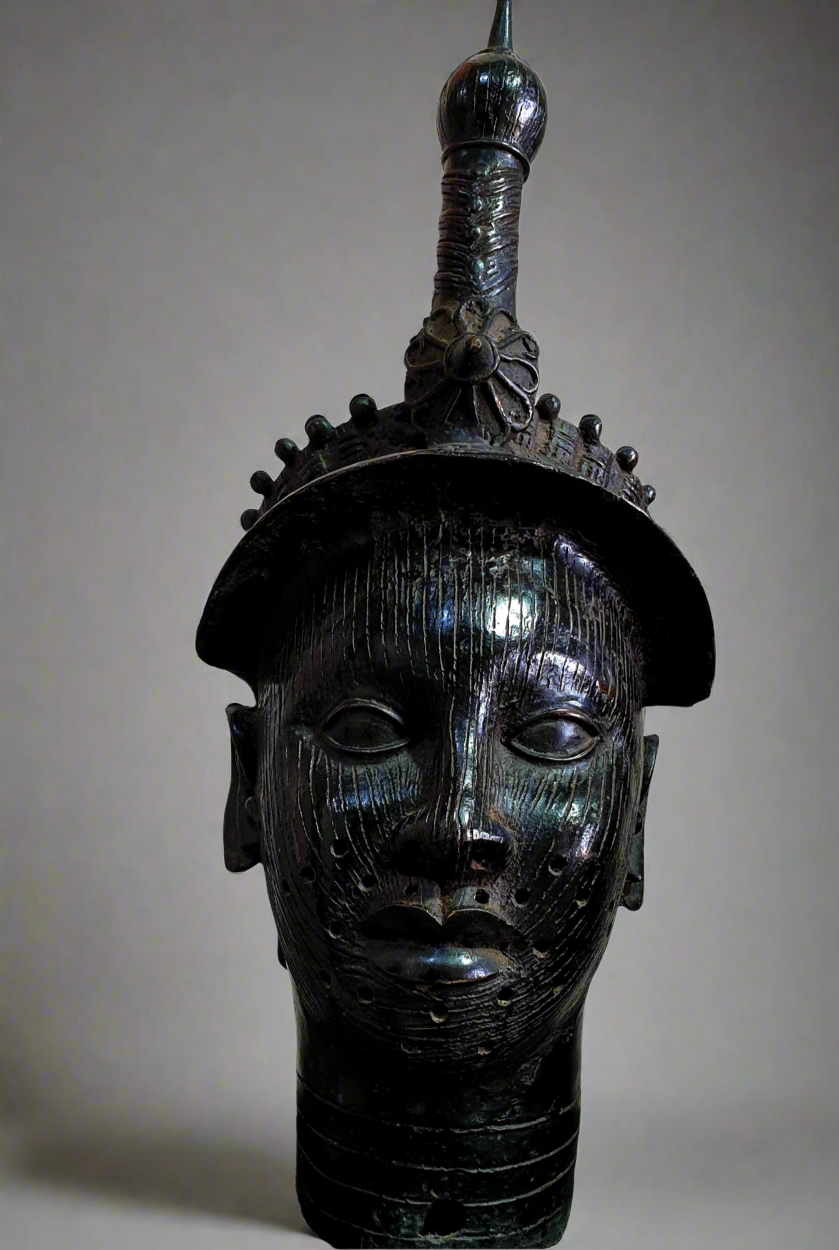 Tete Commemorative Oba En Bronze - Ife - Bini Edo