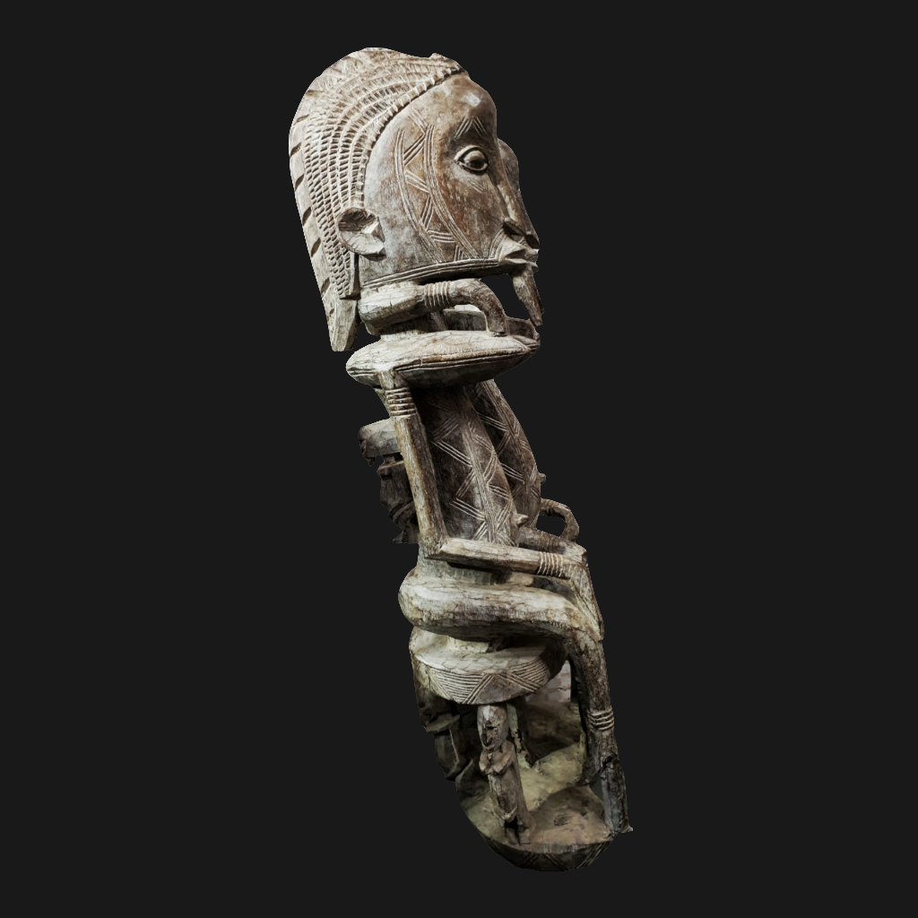 Très grande statue de couple primordial Dogon en bois