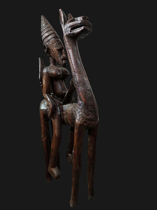 Très grand cavalier Bambara en bois