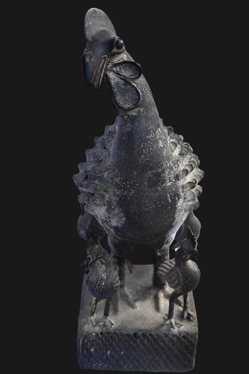 Figure de Coq Benin OKPA Bronze
