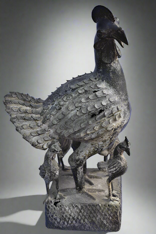 Figure de Coq Benin OKPA Bronze