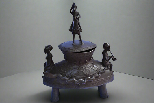 Pot à Onguent Cavalier Dogon Bronze