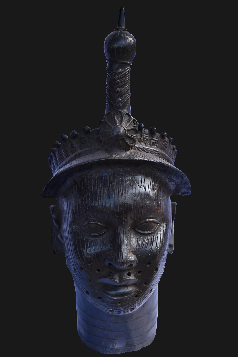 Tete Commemorative Oba En Bronze - Ife - Bini Edo