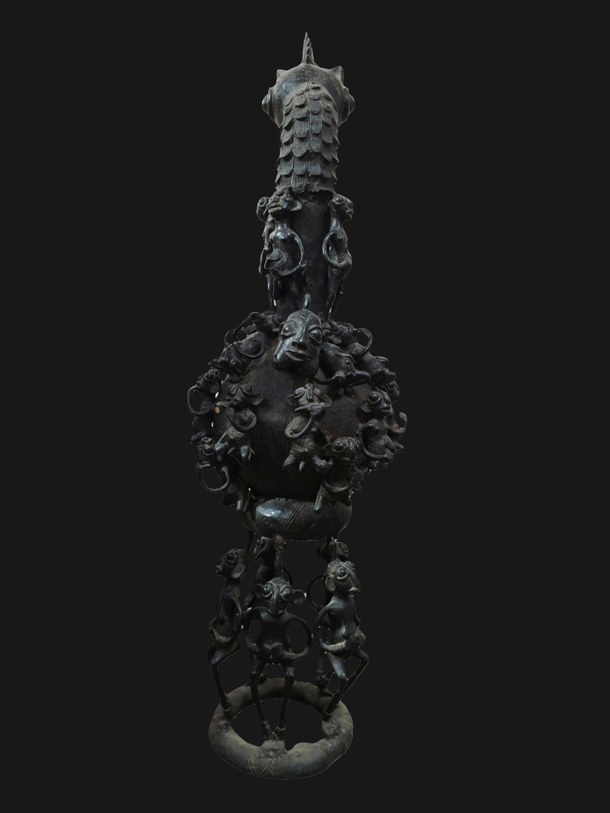 Grand aquamanile royal Bamoun en bronze, Cameroun