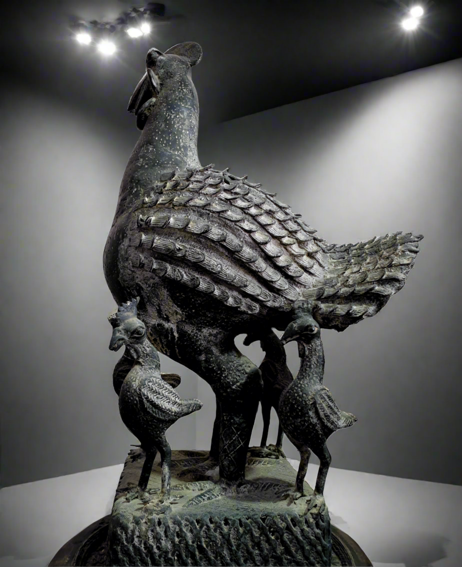 Figure de Coq Benin OKPA Bronze