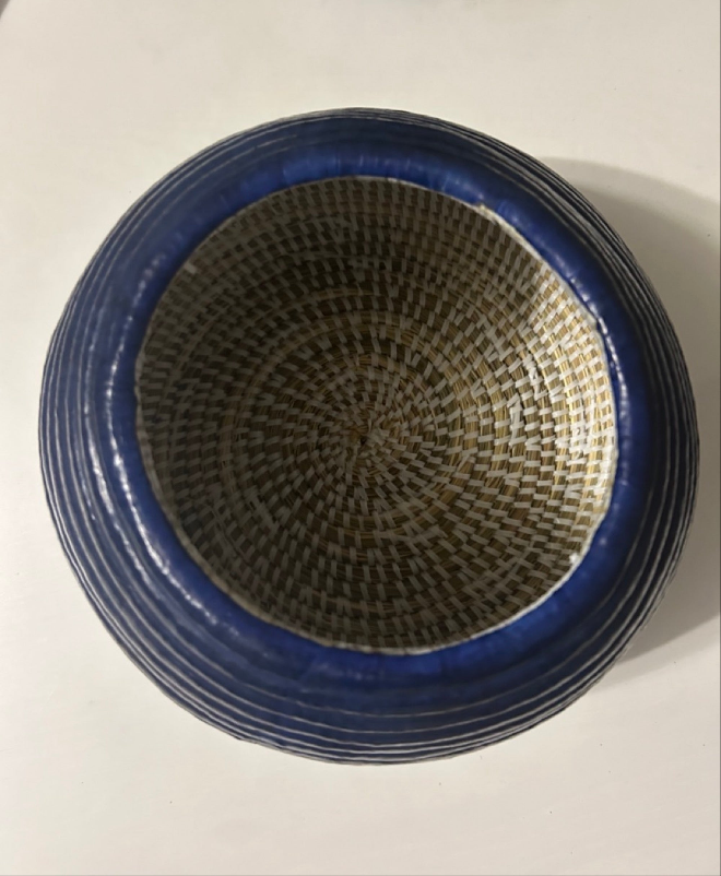 Panier osier gainé de cuir