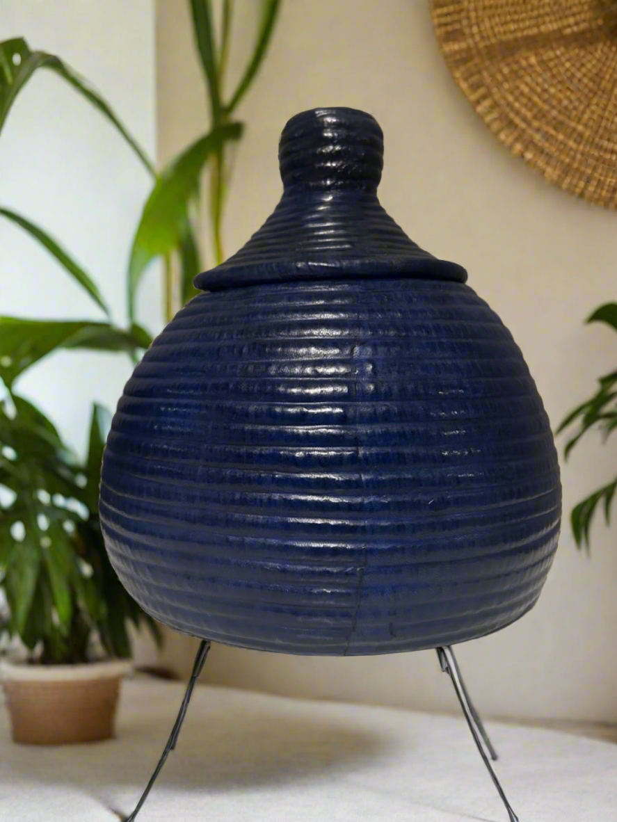 Panier osier gainé de cuir
