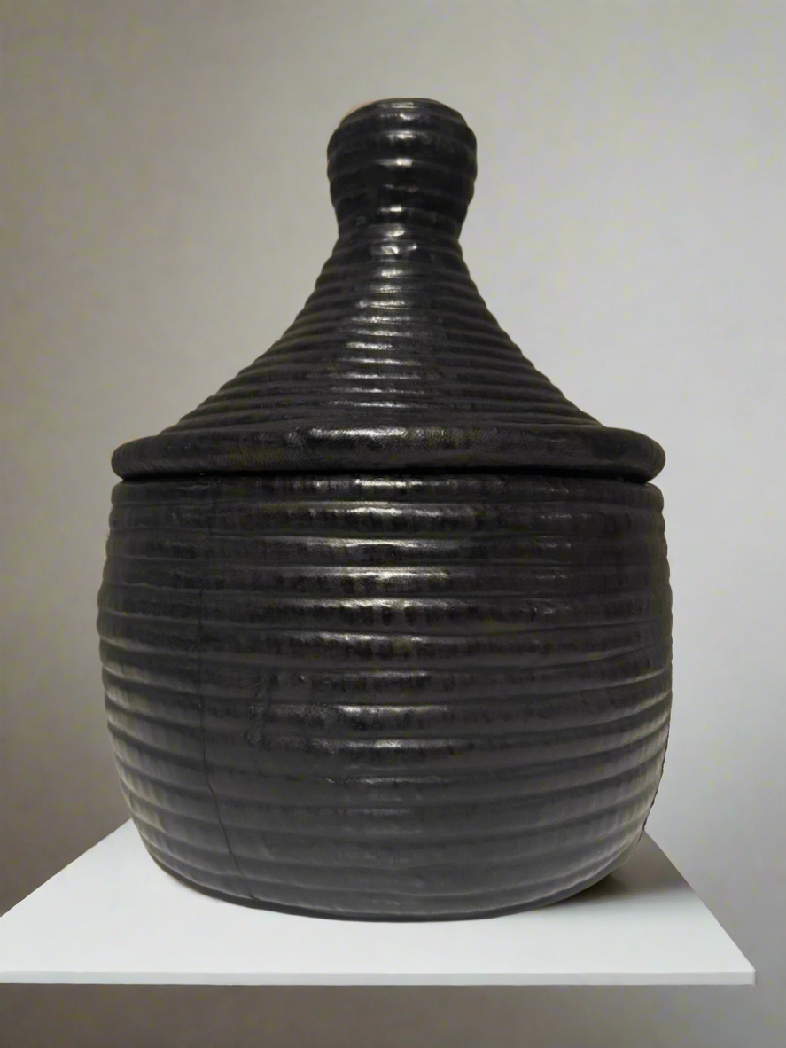 Panier osier gainé de cuir