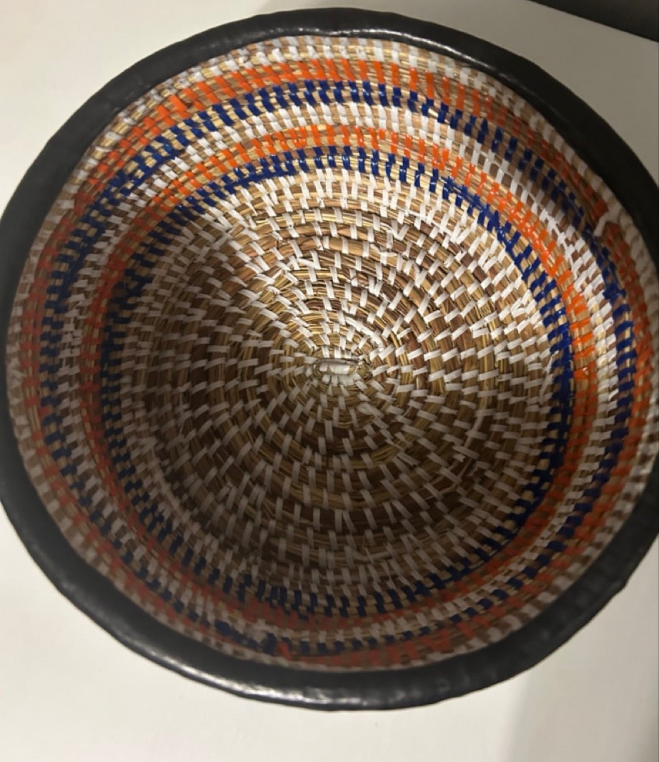 Panier osier gainé de cuir