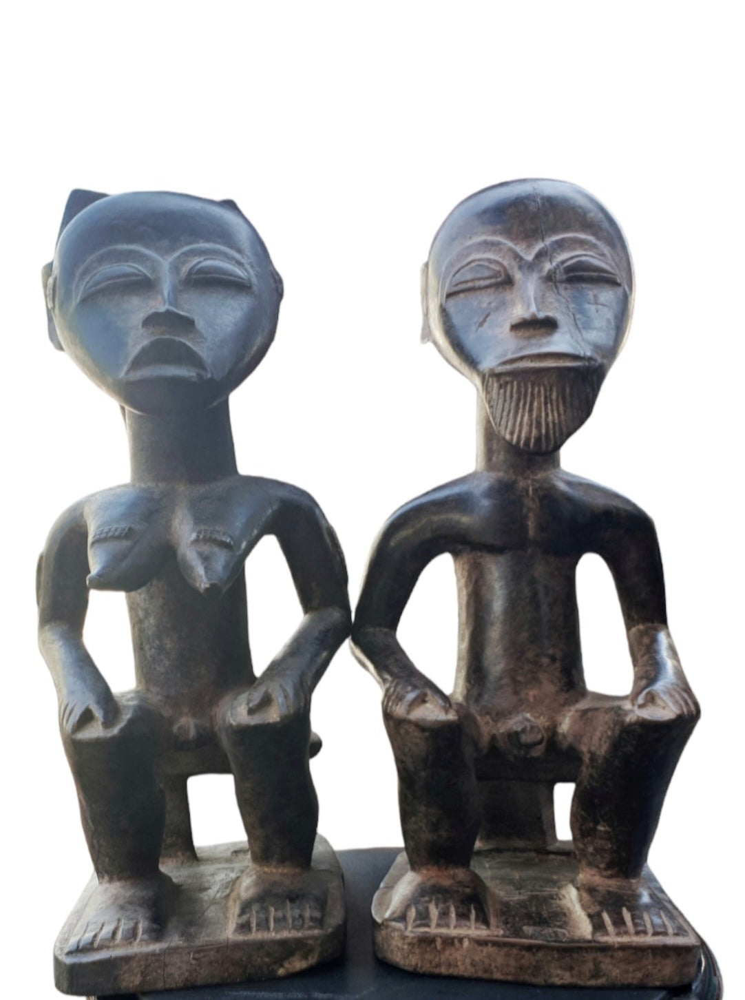 Statue couple Ashanti en bois
