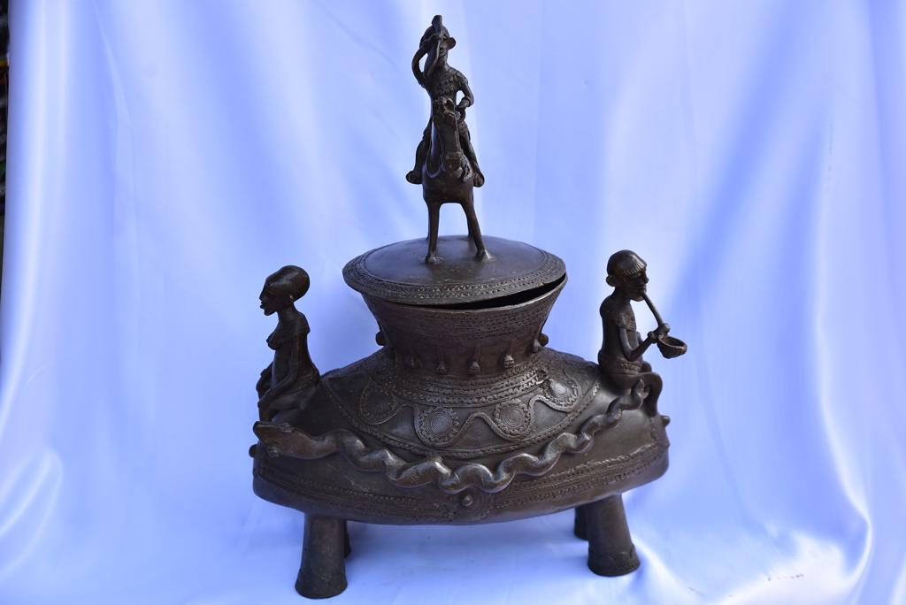 Pot à Onguent Cavalier Dogon Bronze