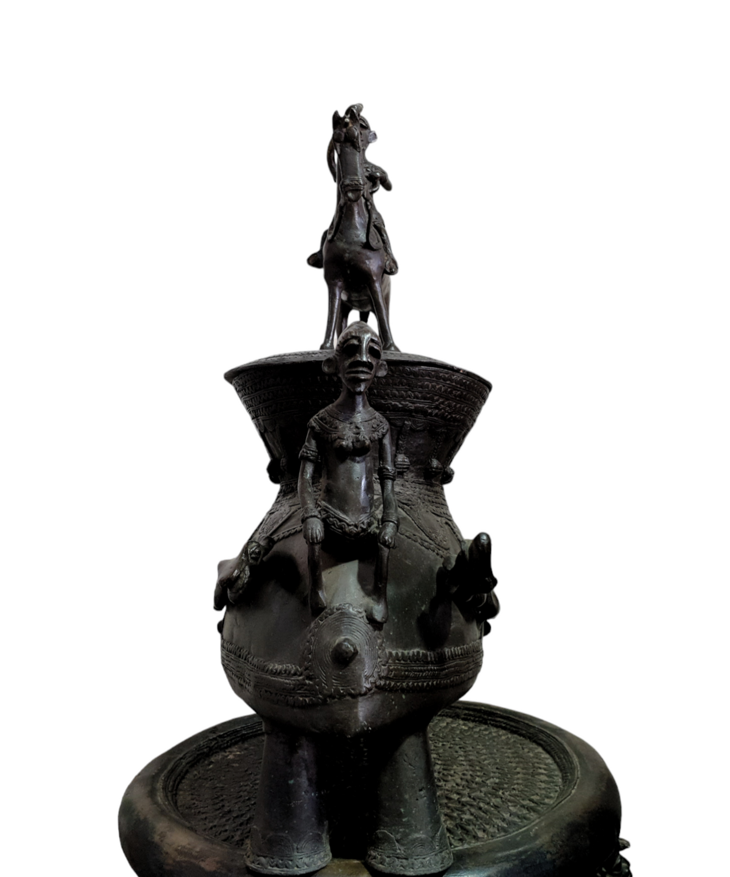 Pot à Onguent Cavalier Dogon Bronze