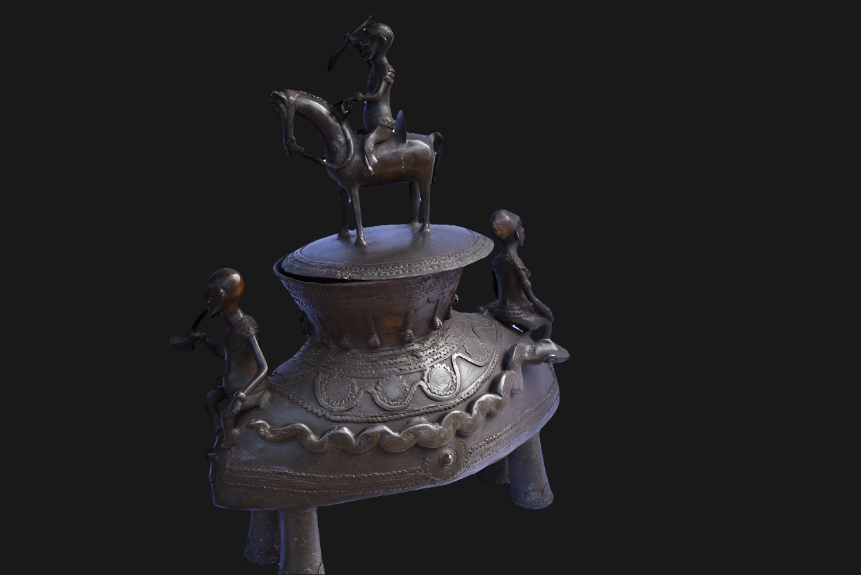 Pot à Onguent Cavalier Dogon Bronze