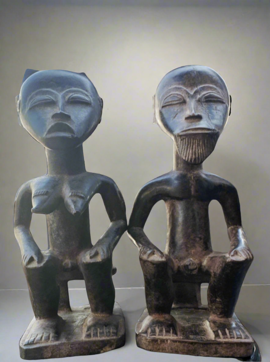 Statue couple Ashanti en bois