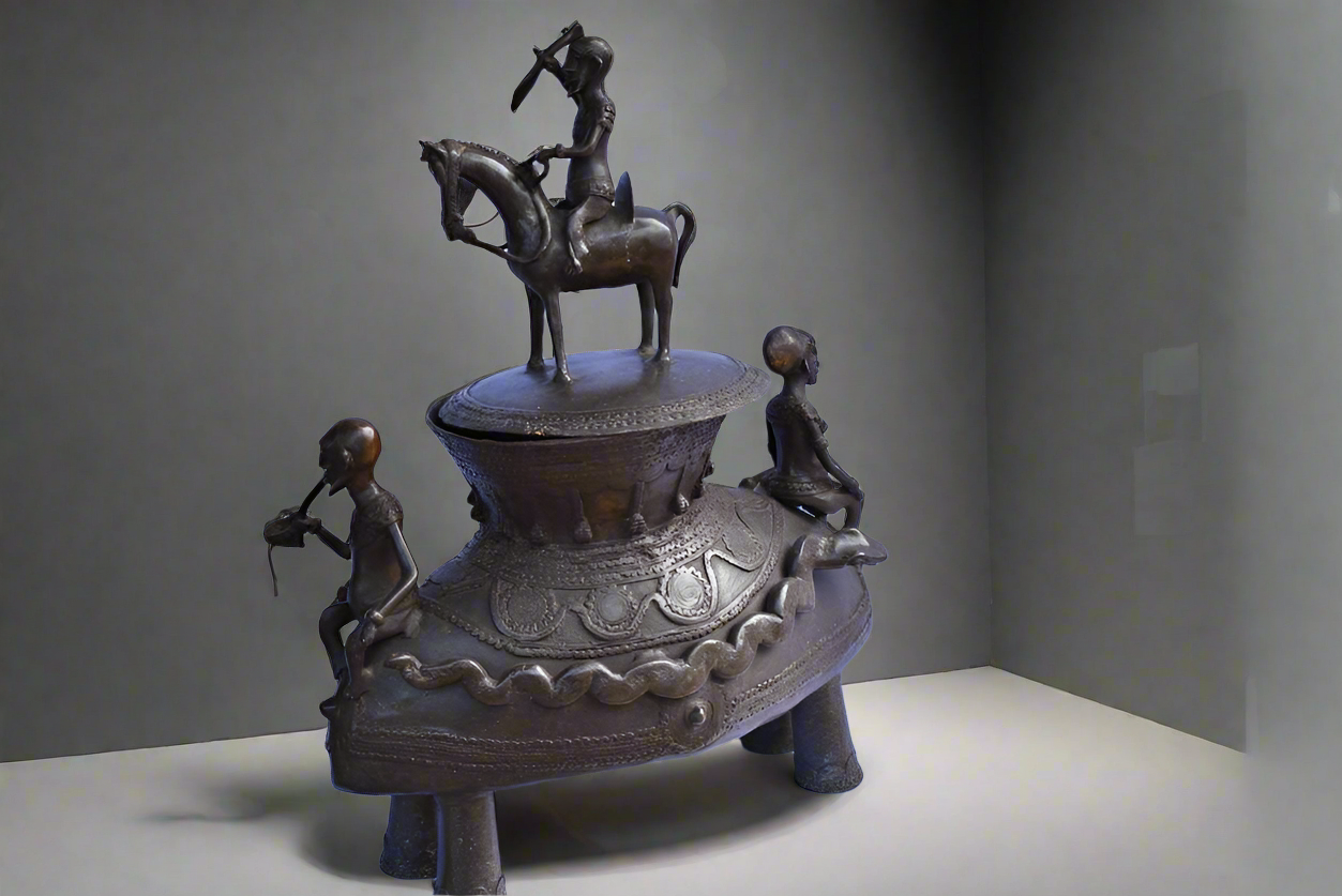 Pot à Onguent Cavalier Dogon Bronze