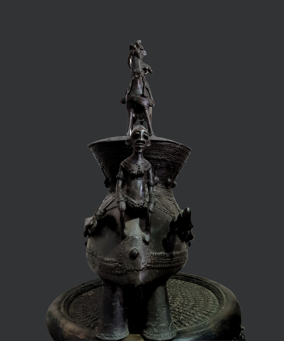 Pot à Onguent Cavalier Dogon Bronze