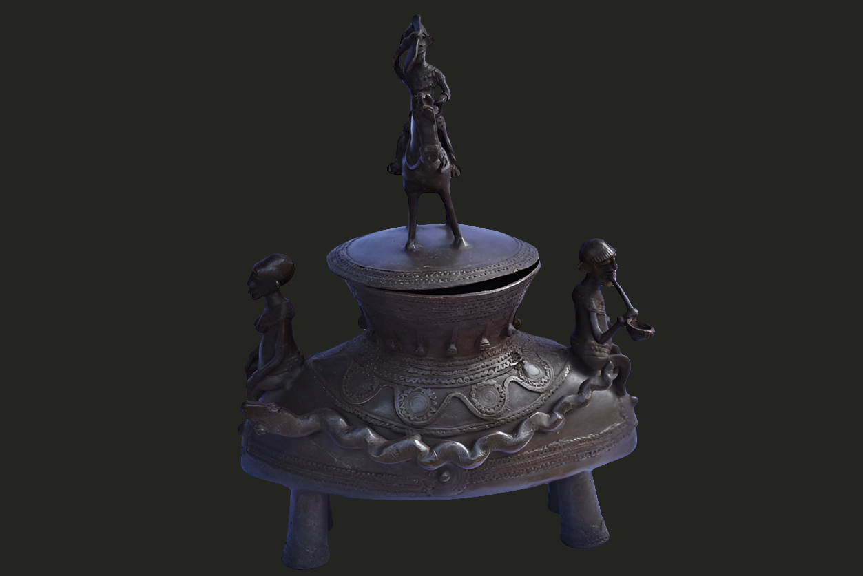 Pot à Onguent Cavalier Dogon Bronze